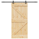 Sliding Barn Door Pine Wood Black Steel 80x210cm | HomeAndLi