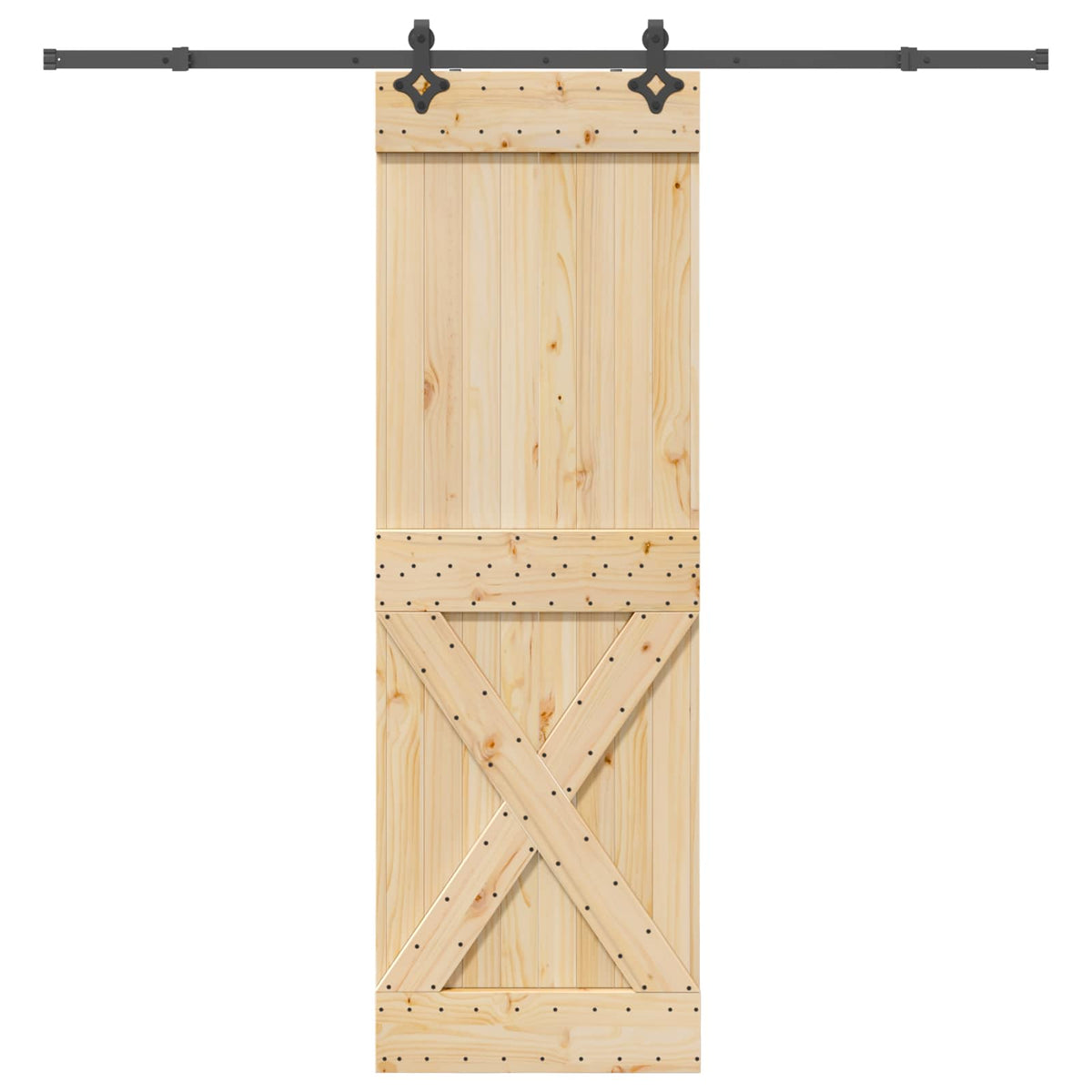 Sliding Door Pine Wood Steel Rail 70x210cm | HomeAndLiving - 4