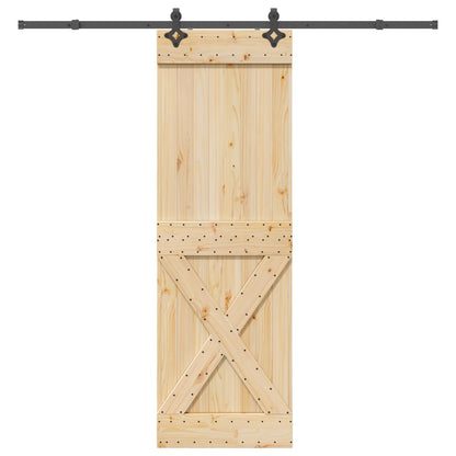 Sliding Door Pine Wood Steel Rail 70x210cm | HomeAndLiving - 4
