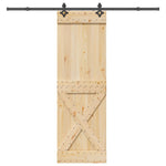Sliding Door Pine Wood Steel Rail 70x210cm | HomeAndLiving