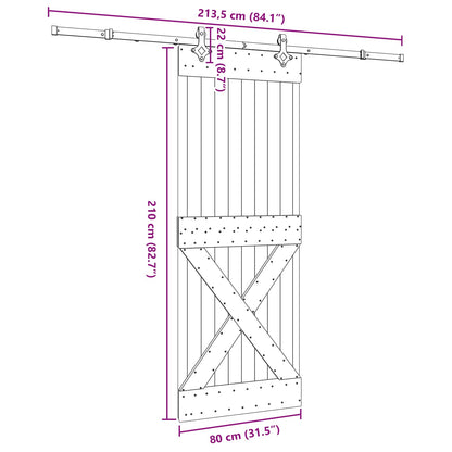 Sliding Pine Wood Door Black Hardware 80x210cm | HomeAndLivi - 8