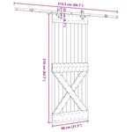 Sliding Pine Wood Door Black Hardware 80x210cm | HomeAndLivi