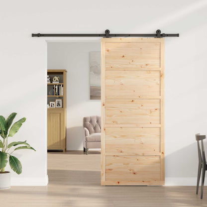 Sliding Door Solid Pine Wood 100x208cm | HomeAndLiving