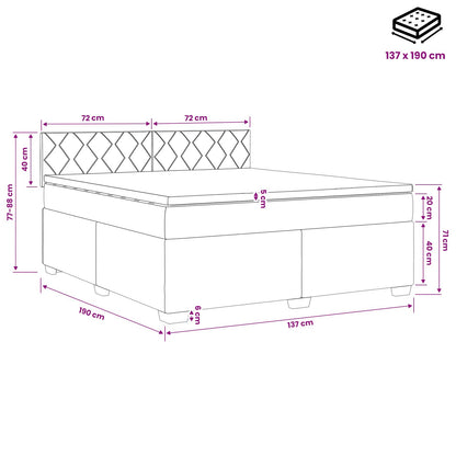 Black Velvet Bed Frame 190 cm x 139 cm x 88 cm