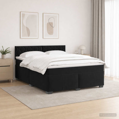 Double Bed Frame Black Velvet 190 cm x 144 cm x 88 cm
