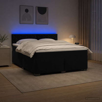Double Bed Frame Black Velvet 190 cm x 144 cm x 88 cm