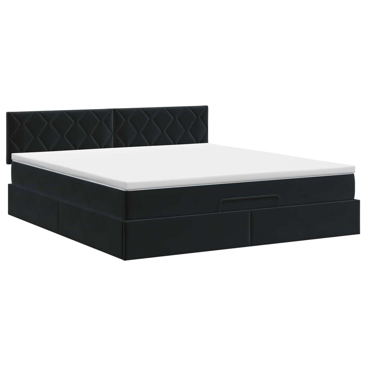 Ottoman Bed Black Velvet 193 cm x 144 cm x 88 cm