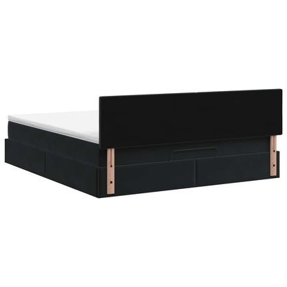 Ottoman Bed Black Velvet 193 cm x 144 cm x 88 cm