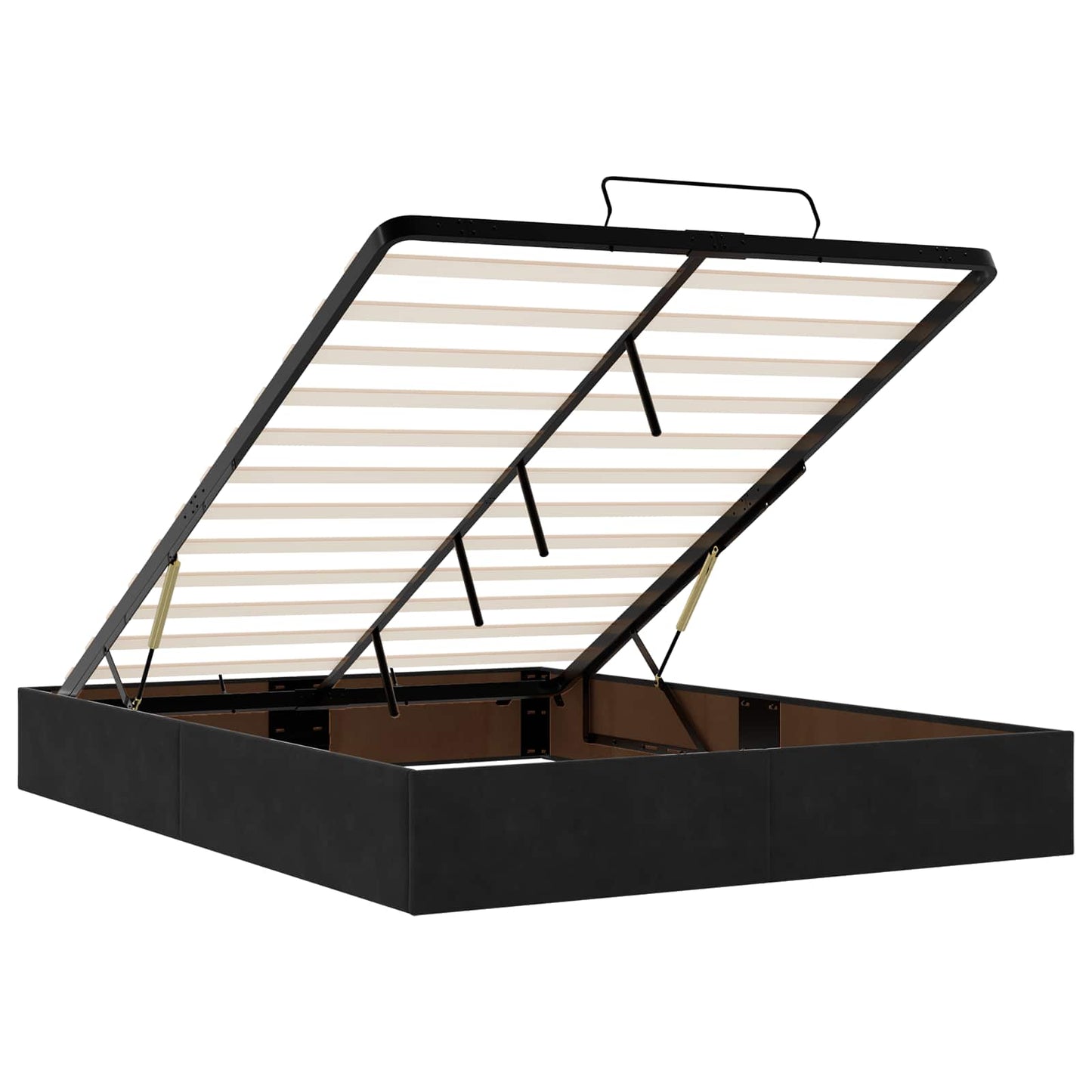 Double Ottoman Bed Black Velvet 193 cm x 144 cm x 88 cm