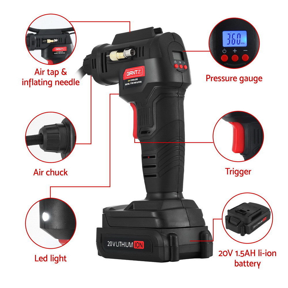 Portable 20V Tire Air Compressor 120PSI Fast Digital Display LED Light