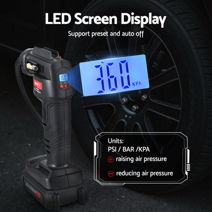 Portable 20V Tire Air Compressor 120PSI Fast Digital Display LED Light