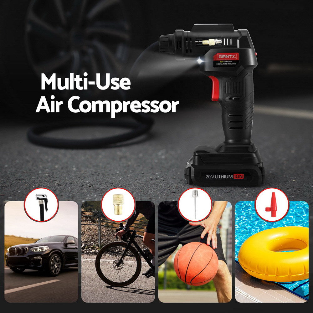 Portable 20V Tire Air Compressor 120PSI Fast Digital Display LED Light