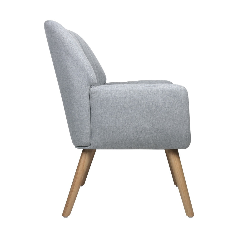 2x Armchair Lounge Sofa Fabric Accent Chairs Padded Pink/Grey Set