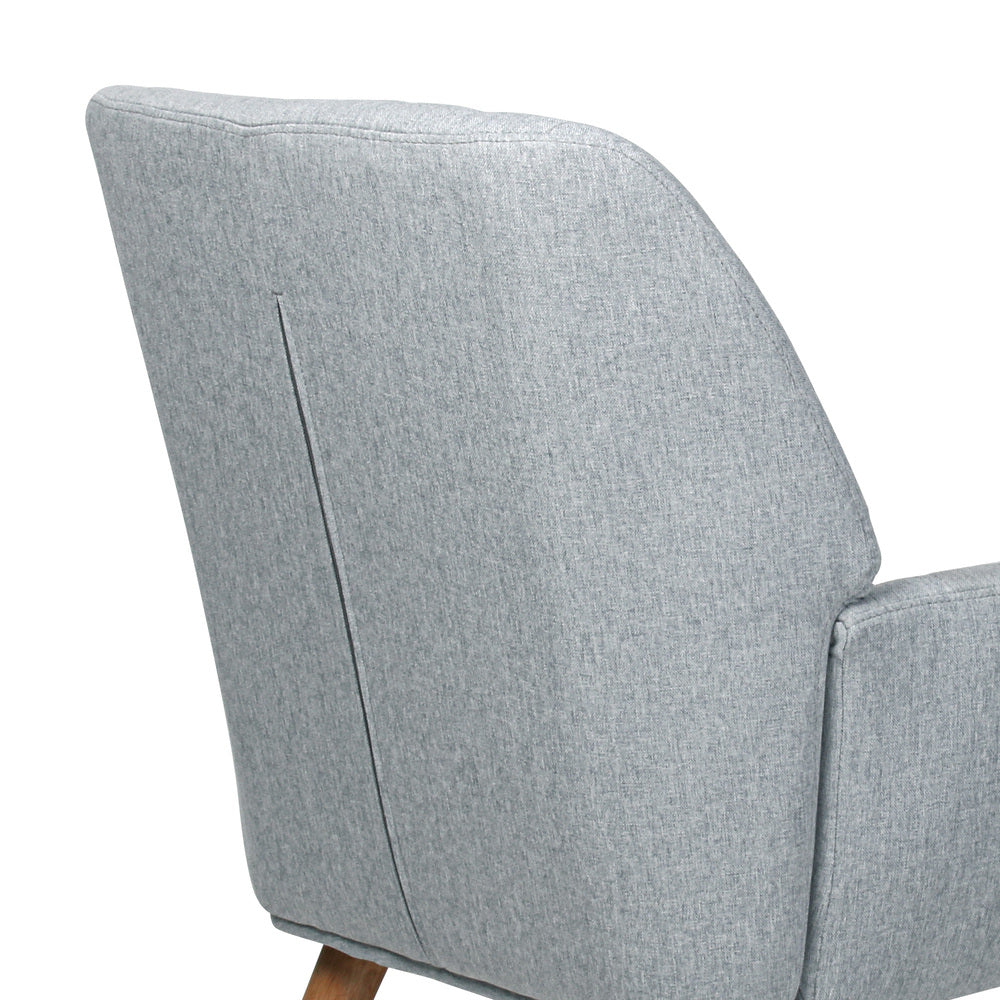 2x Armchair Lounge Sofa Fabric Accent Chairs Padded Pink/Grey Set
