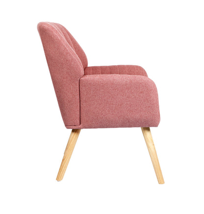 2x Armchair Lounge Sofa Fabric Accent Chairs Padded Pink/Grey Set