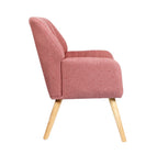 2x Armchair Lounge Sofa Fabric Accent Chairs Padded Pink/Grey Set