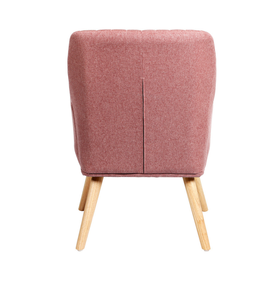 2x Armchair Lounge Sofa Fabric Accent Chairs Padded Pink/Grey Set