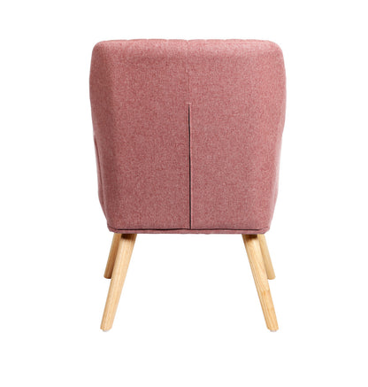 2x Armchair Lounge Sofa Fabric Accent Chairs Padded Pink/Grey Set