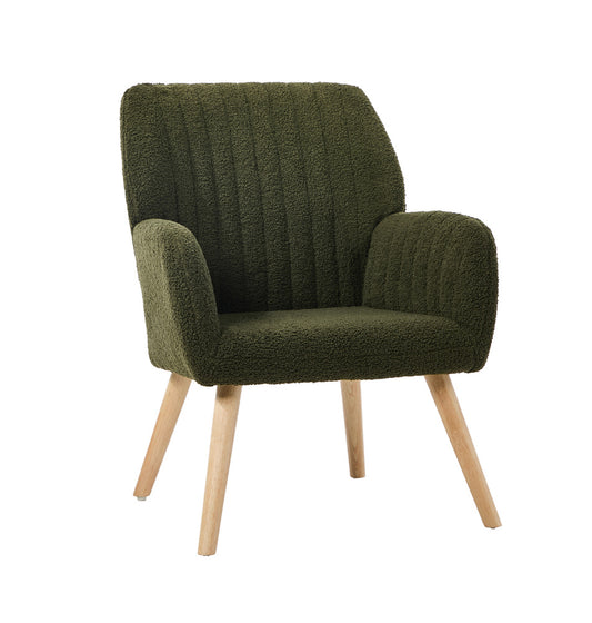Armchair Lounge Sofa Chair Sherpa Fabric Accent Couch Green