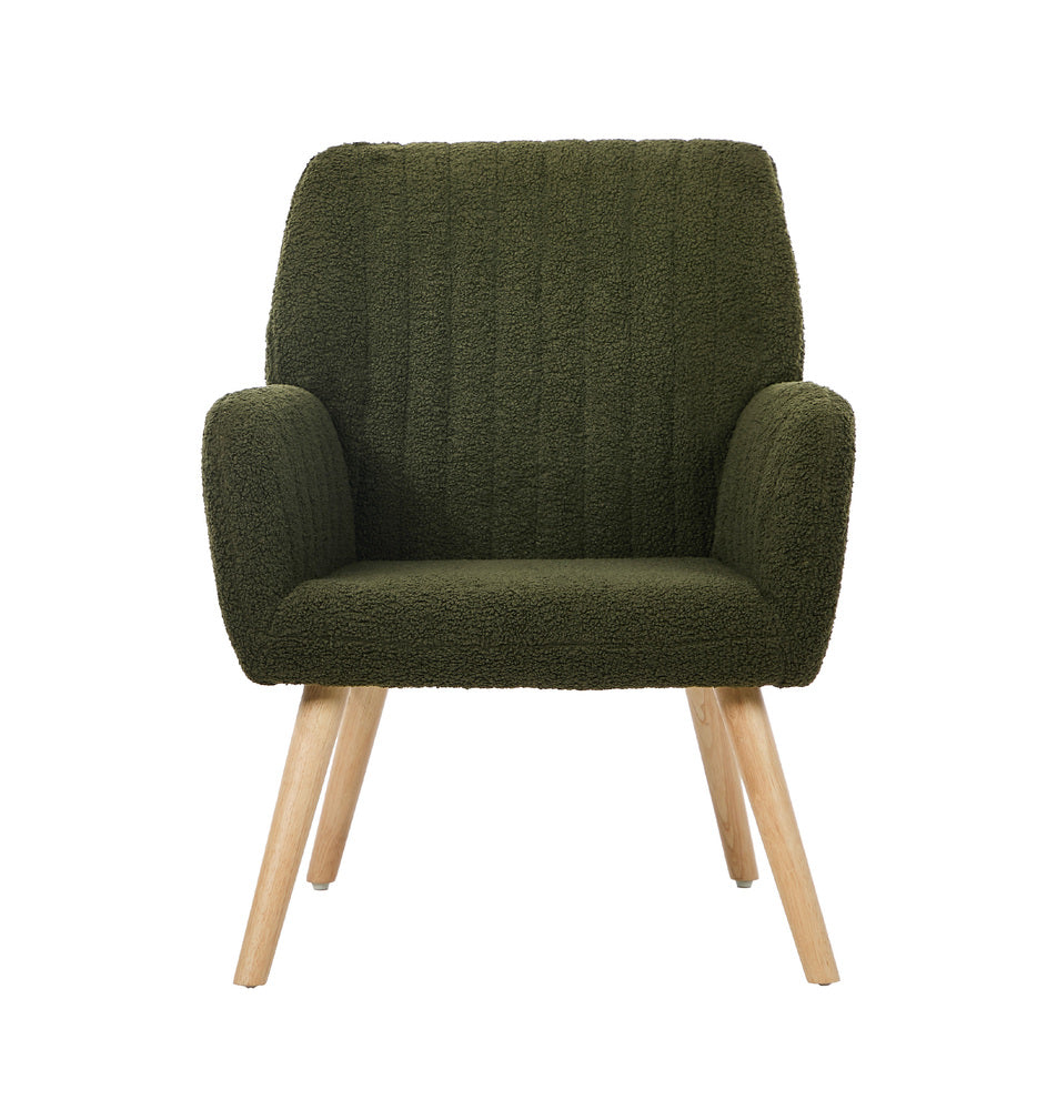 Armchair Lounge Sofa Chair Sherpa Fabric Accent Couch Green