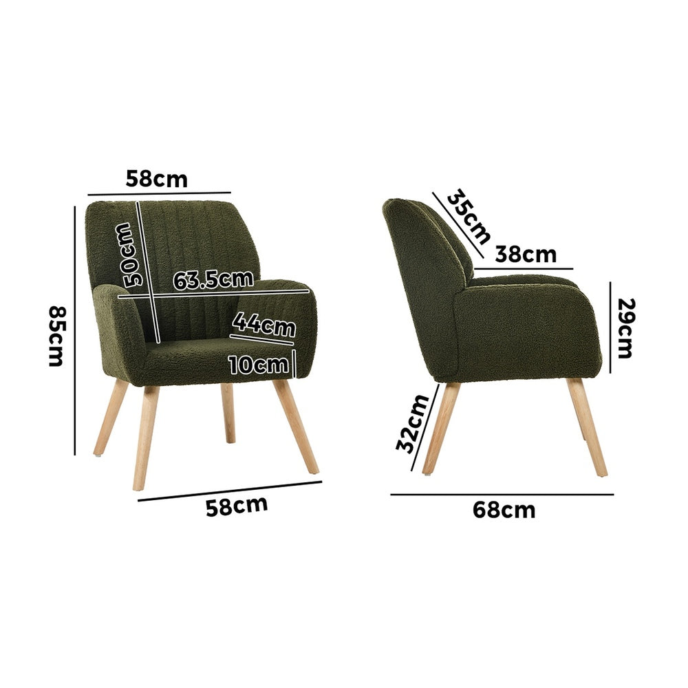 Armchair Lounge Sofa Chair Sherpa Fabric Accent Couch Green