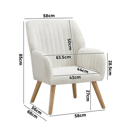 Armchair Lounge Sofa Chair Sherpa Couches White