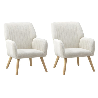 4x Armchair Lounge Sofa Chair Sherpa White