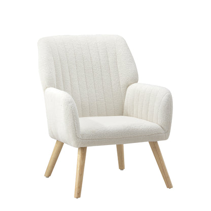 4x Armchair Lounge Sofa Chair Sherpa White