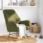 Rocking Chair Armchair Sherpa Accent Upholstered Living Room Seat Green/White/Grey