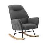 Rocking Chair Armchair Sherpa Accent Upholstered Living Room Seat Green/White/Grey