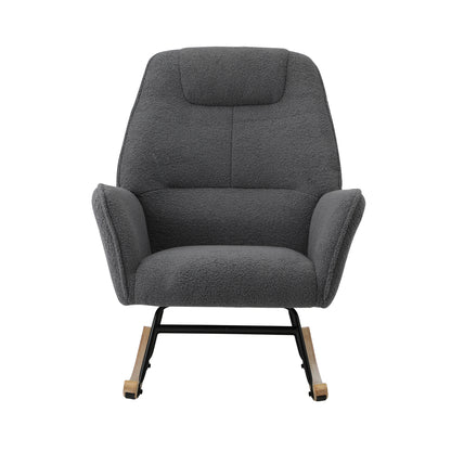 Rocking Chair Armchair Sherpa Accent Upholstered Living Room Seat Green/White/Grey