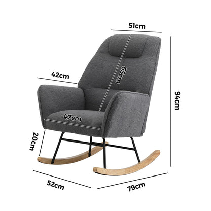 Rocking Chair Armchair Sherpa Accent Upholstered Living Room Seat Green/White/Grey