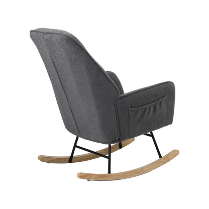 Rocking Chair Armchair Sherpa Accent Upholstered Living Room Seat Green/White/Grey