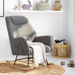 Rocking Chair Armchair Sherpa Accent Upholstered Living Room Seat Green/White/Grey