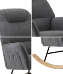 Rocking Chair Armchair Sherpa Accent Upholstered Living Room Seat Green/White/Grey