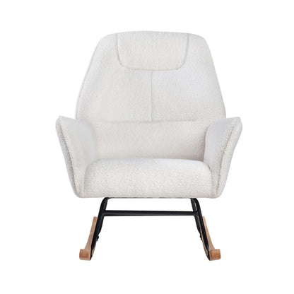 Rocking Chair Armchair Sherpa Accent Upholstered Living Room Seat Green/White/Grey