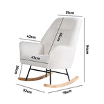 Rocking Chair Armchair Sherpa Accent Upholstered Living Room Seat Green/White/Grey