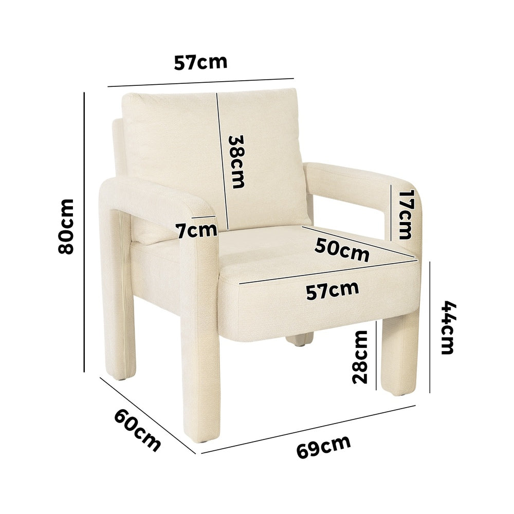 Armchair Velvet Accent Chairs 1 Seater Lounge Sofa Chair Beige/Green/Grey