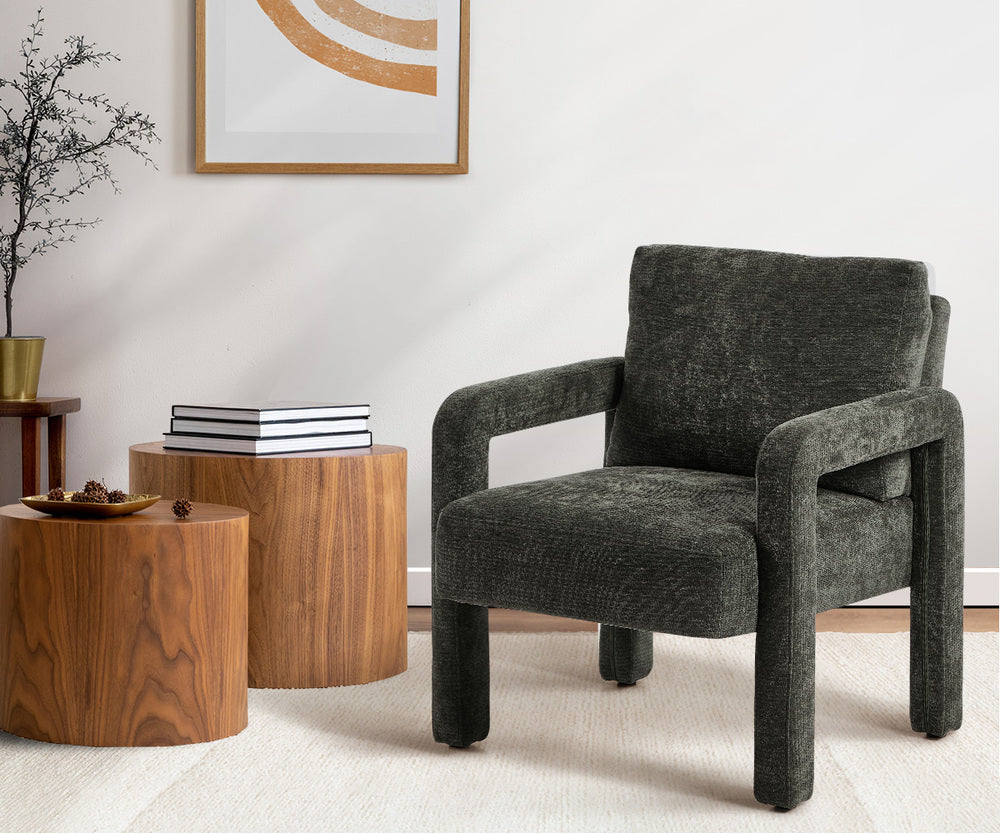 Armchair Velvet Accent Chairs 1 Seater Lounge Sofa Chair Beige/Green/Grey