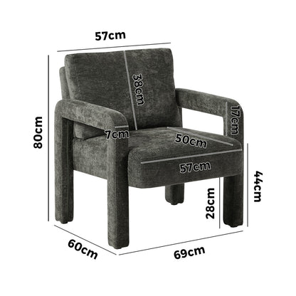 2x Velvet Armchair Accent Chair 1 Seater Lounge Sofa Beige/Grey/Green Upholstered Seating