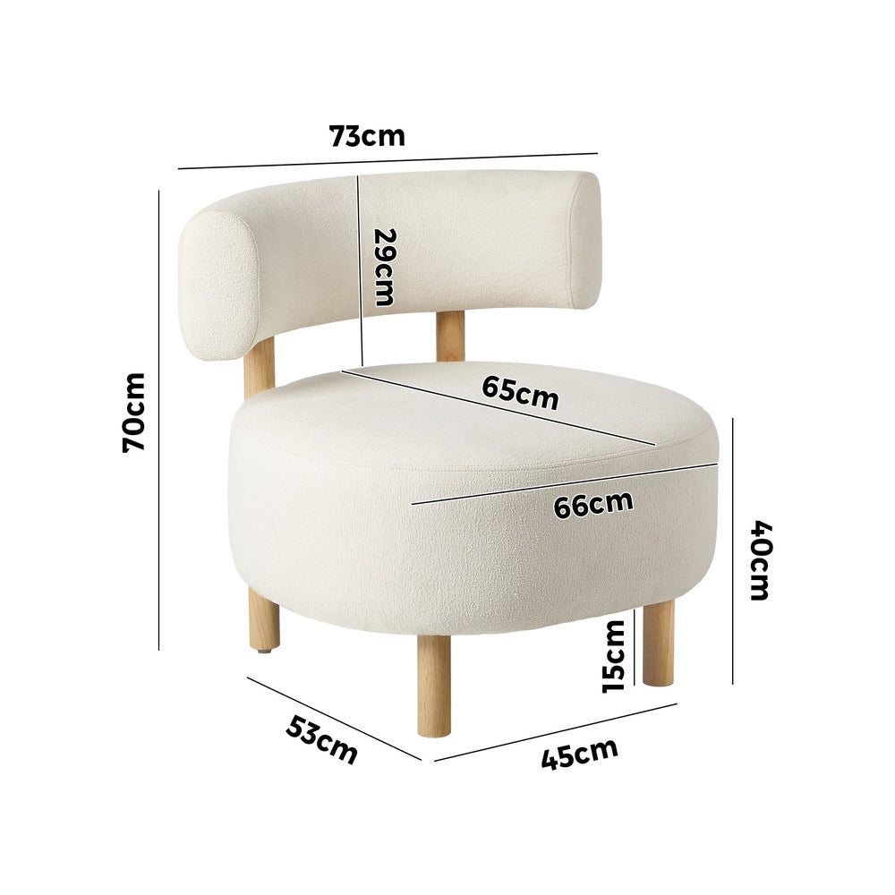 Wooden Armchair Lounge Chair Linen Fabric Accent Living Room Seat Beige /Orange/Green