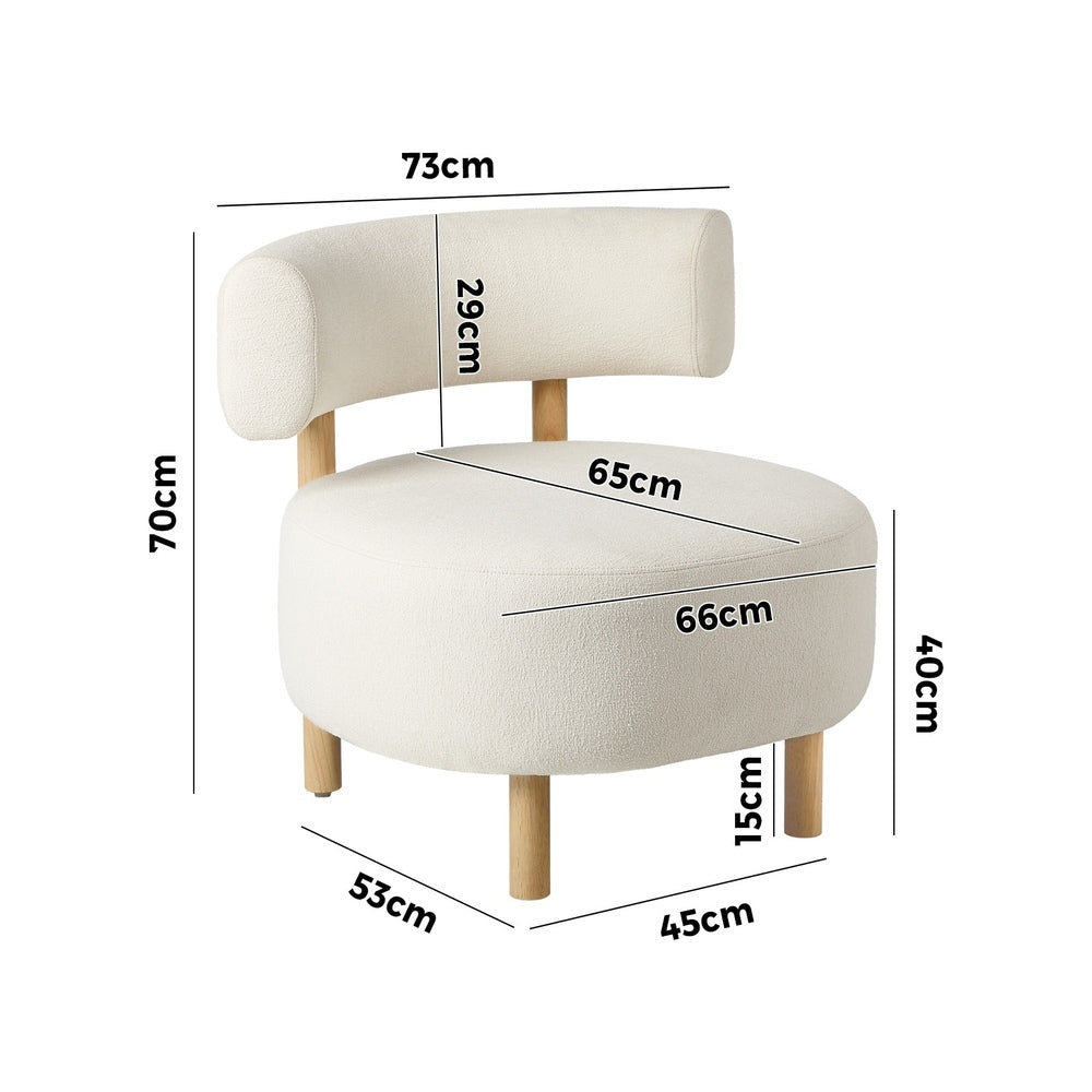 Scandinavian Accent Armchair Set Of 2 Linen Fabric Beige 70x73x65cm Rubber Wood Legs