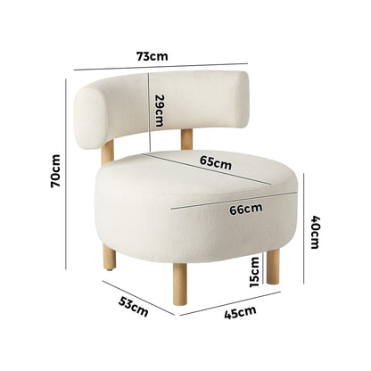 Scandinavian Accent Armchair Set Of 2 Linen Fabric Beige 70x73x65cm Rubber Wood Legs