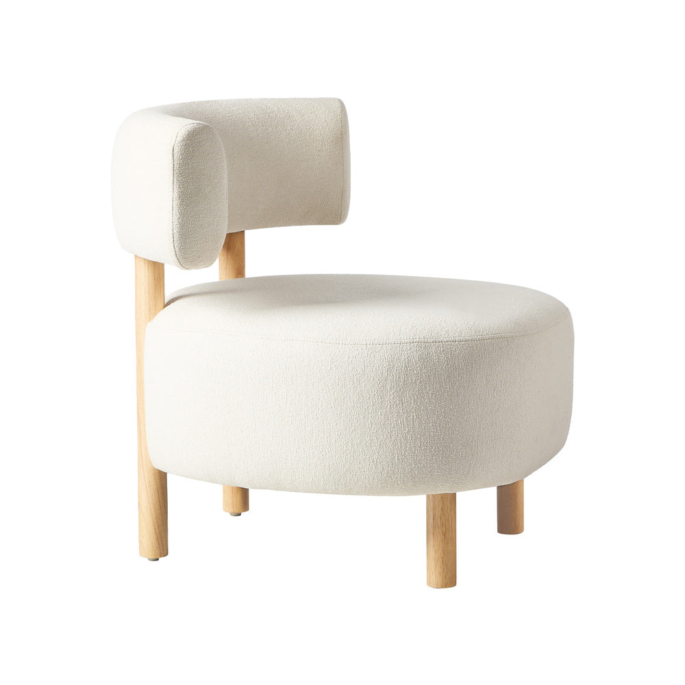 Scandinavian Accent Armchair Set Of 2 Linen Fabric Beige 70x73x65cm Rubber Wood Legs