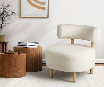 Scandinavian Accent Armchair Set Of 2 Linen Fabric Beige 70x73x65cm Rubber Wood Legs