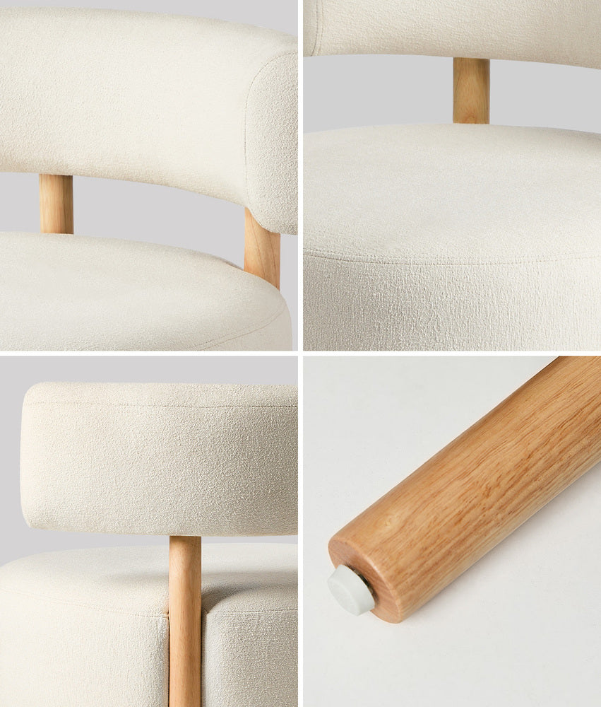 Scandinavian Accent Armchair Set Of 2 Linen Fabric Beige 70x73x65cm Rubber Wood Legs