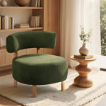 Wooden Armchair Lounge Chair Linen Fabric Accent Living Room Seat Beige /Orange/Green