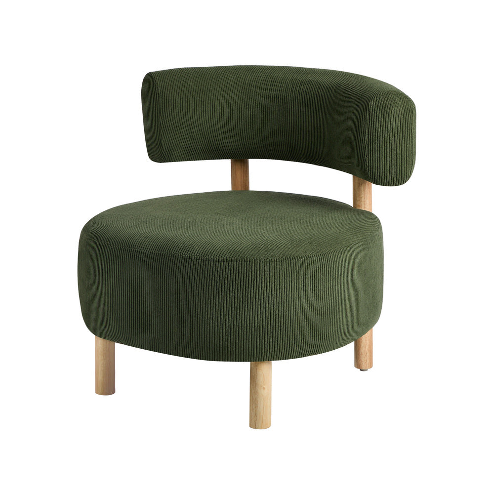 Wooden Armchair Lounge Chair Linen Fabric Accent Living Room Seat Beige /Orange/Green
