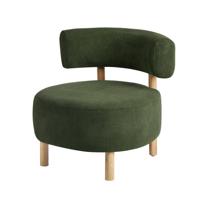 Wooden Armchair Lounge Chair Linen Fabric Accent Living Room Seat Beige /Orange/Green