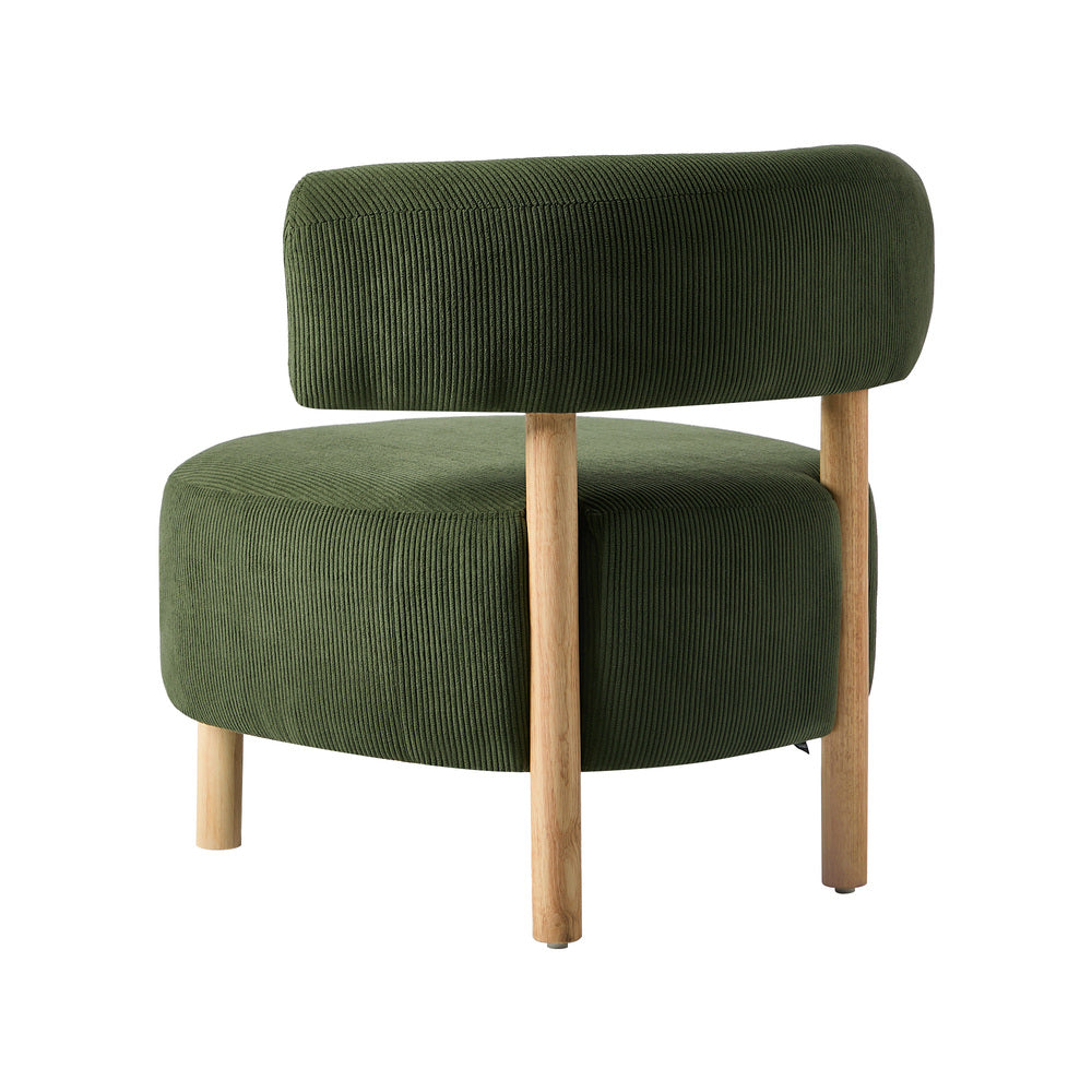 Wooden Armchair Lounge Chair Linen Fabric Accent Living Room Seat Beige /Orange/Green